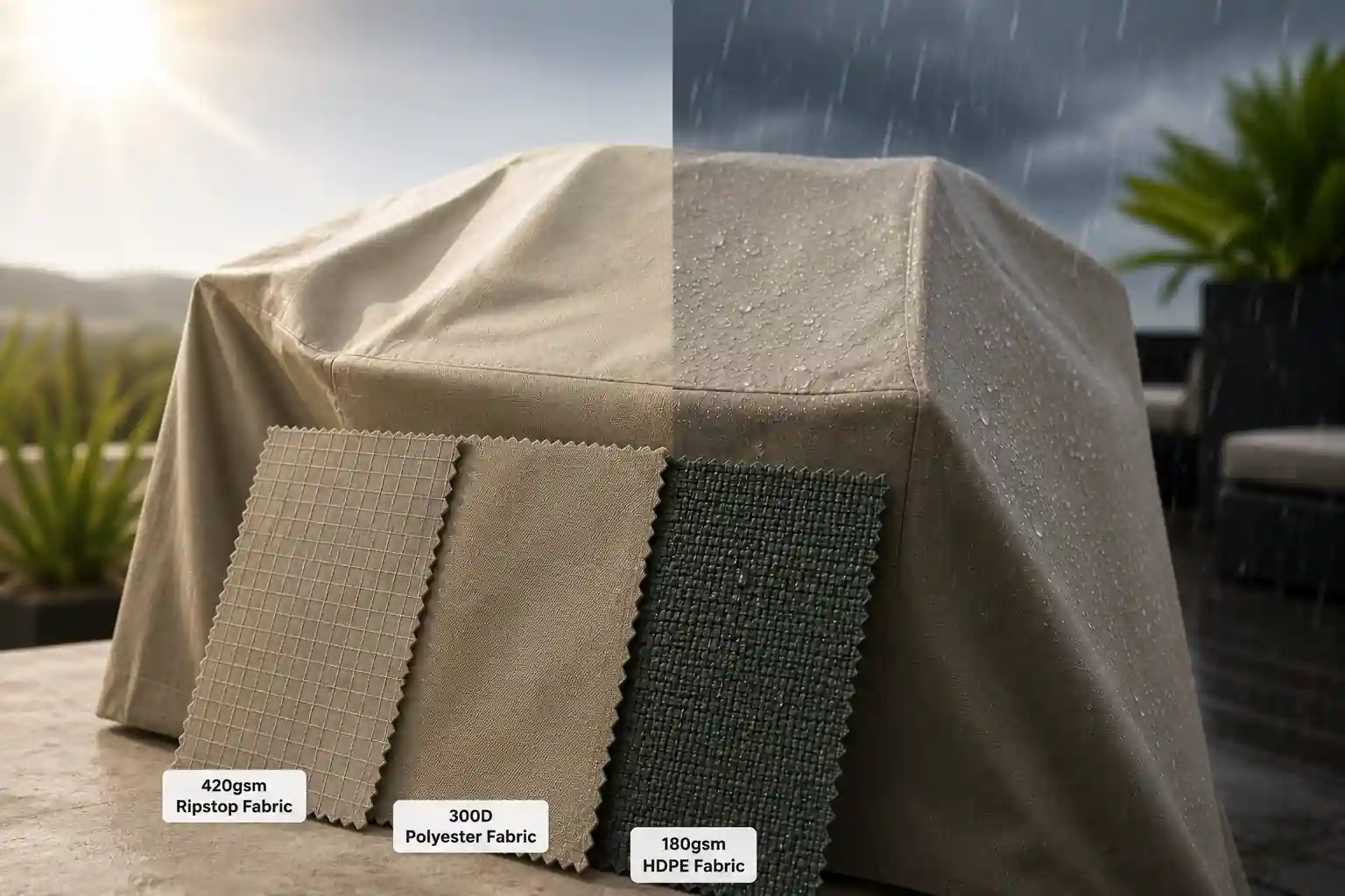 Applying a protective cover to outdoor furniture